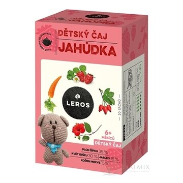 LEROS DETSKÝ ČAJ JAHÔDKA nálevové vrecká (od 6+ mesiacov) (inov. 2021) 20x2 g (40 g) obrázok