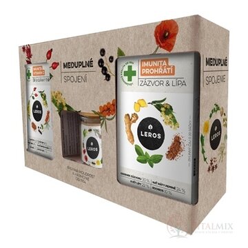 LEROS MEDUPLNÉ SPOJENIE čaj Zázvor & lipa 20x2 g + čaj Šípka & rakytník 20x2 g + med 200 g, 1x1 set obrázok