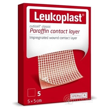LEUKOPLAST CUTICELL CLASSIC krytie na rany s parafínovou kontaktnou vrstvou, sterilné, 5x5 cm, 1x5 ks obrázok