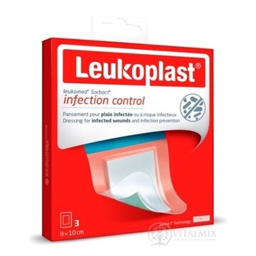 LEUKOPLAST LEUKOMED SORBACT absorpčná náplasť na rany, vodeodolná, sterilná 8x10 cm, 1x3 ks obrázok