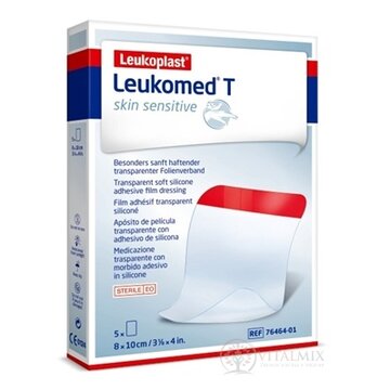 LEUKOPLAST LEUKOMED T SKIN SENSITIVE filmové krytie fixačné, transparentné, 8x10 cm, 1x5 ks obrázok