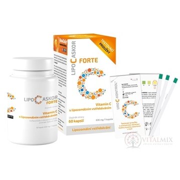 LIPO C ASKOR FORTE cps 60 ks - vitamín C s lipozomálnym vstrebávaním + testovacie prúžky, 1x1 set obrázok