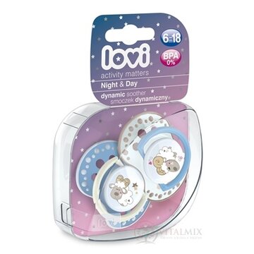 LOVI Dynamický utišujúci cumlík Night&Day (6-18m) Boy, 1x2 ks obrázok