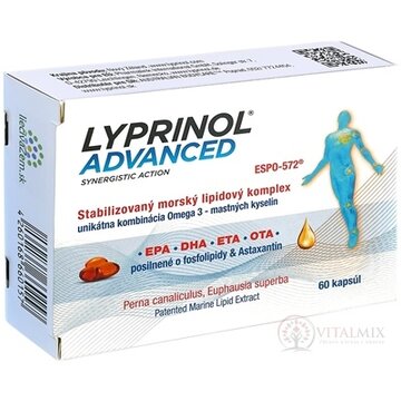 LYPRINOL Advanced Omega 3 (OTA, DHA, ETA, EPA) cps (á 50 mg Perna Canaliculus,Euphausia superba,Astaxantín) stabilizovaný lipidový extrakt 1x60 ks obrázok