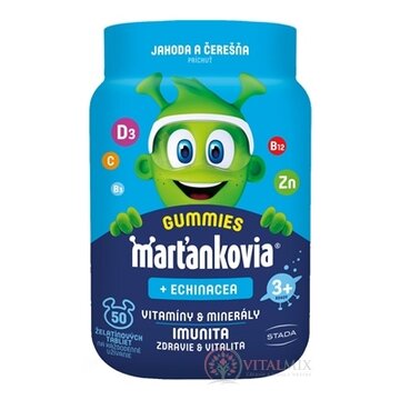 Marťankovia GUMMIES + Echinacea želatínové tablety, príchuť jahoda a čerešňa 1x50 ks obrázok