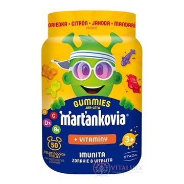 Marťankovia GUMMIES JAR - LETO + Vitamíny želatínové tablety, príchuť čučoriedka, citrón, jahoda, mandarínka 1x50 ks obrázok