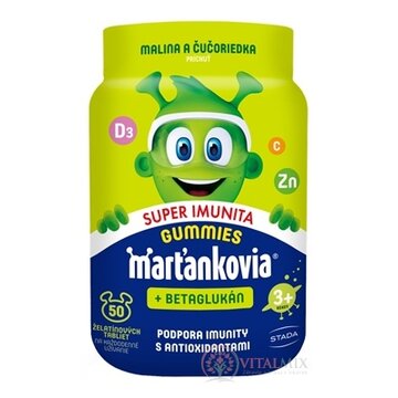 Marťankovia GUMMIES Super Imunita + Betaglukán želatínové tablety, príchuť malina a čučoriedka 1x50 ks obrázok