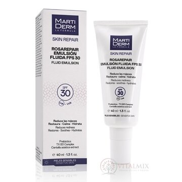 MartiDerm SKIN REPAIR ROSAREPAIR FLUID EMULSION fluidná emulzia s ochranným faktorom SPF 30, pre citlivú pokožku 1x40 ml obrázok