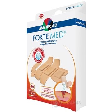 MASTER AID FORTE MED Náplasti pevné vodeodolné s antiseptickým vankúšikom, 5 veľkostí 1x40 ks obrázok
