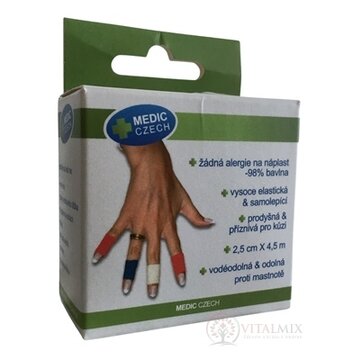 MEDIC Bandáž Finger Červená 2,5cm x 4,5m, náplasť elastická (rýchloobväz), 1x1 ks obrázok