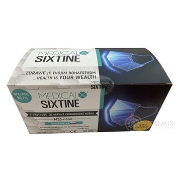 MEDICAL SIXTINE chirurgické rúško MS3-nano jednorazové, 3-vrstvové, modrá farba, 1x30 ks obrázok