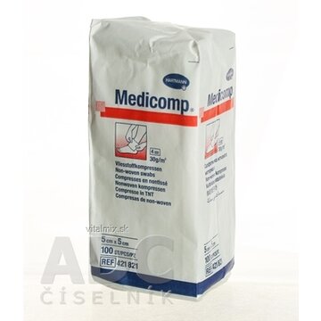 MEDICOMP kompres z netkaného textilu, nesterilný (5x5 cm) 1x100 ks obrázok