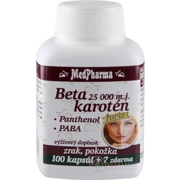 MedPharma BETAKAROTÉN 25.000 m.j.+Pantenol+PABA cps 100+7 zadarmo (107 ks) obrázok