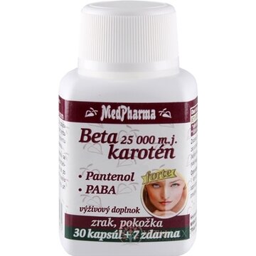 MedPharma BETAKAROTÉN 25.000 m.j.+Pantenol+PABA cps 30+7 zadarmo (37 ks) obrázok