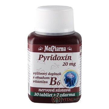 MedPharma PYRIDOXÍN 20 mg  (vitamín B6) tbl 30+7 zadarmo (37 ks) obrázok