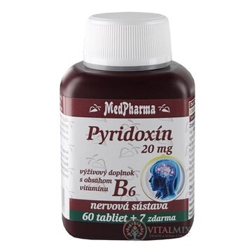 MedPharma PYRIDOXÍN 20 mg (vitamín B6) tbl 60+7 zadarmo (67 ks) obrázok