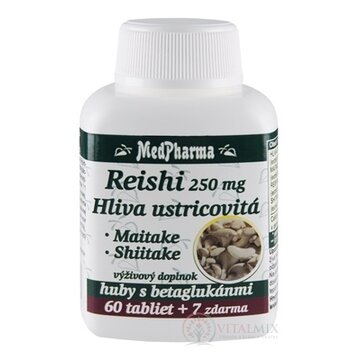 MedPharma REISHI 250 mg, Hliva ustricovitá tbl (huby s betaglukánmi) 60+7 zdarma (67 ks) obrázok
