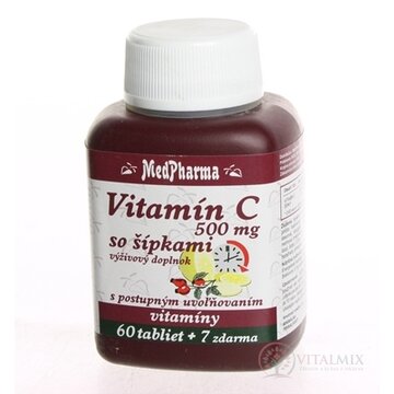 MedPharma VITAMÍN C 500MG so šípkami tbl (s postupným uvoľňovaním) 60+7 zadarmo (67 ks) obrázok