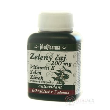 MedPharma ZELENÝ ČAJ 200 MG + Vit. E + Se + Zn tbl 60+7 zadarmo (67 ks) obrázok
