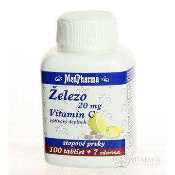 MedPharma ŽELEZO 20MG + Vit. C tbl 100+7 zadarmo (107 ks) obrázok