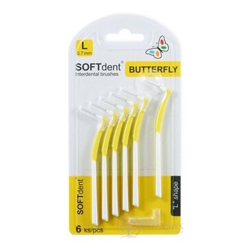 Medzizubné kefky SOFTdent Butterfly L 0,7 mm zahnuté, žlté 1x6 ks obrázok