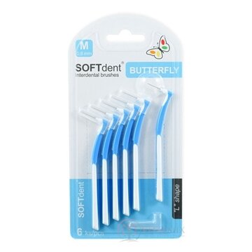 Medzizubné kefky SOFTdent Butterfly M 0,6 mm zahnuté, modré 1x6 ks obrázok