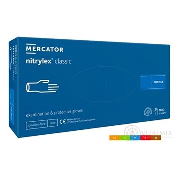 MERCATOR nitrylex classic Nitrilové rukavice veľ.S, modré, nesterilné, nepudrované 1x100 ks obrázok