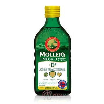 MOLLER´S Omega 3 RYBÍ OLEJ + vitamín D citrónová príchuť 1x250 ml obrázok