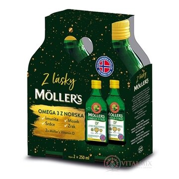 MOLLER´S Omega 3 RYBÍ OLEJ + vitamín D Duo balenie, citrónová príchuť 2x250 ml obrázok