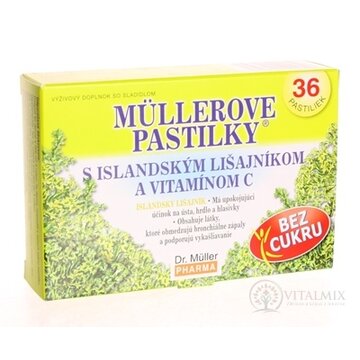 MÜLLEROVE PASTILKY S ISLAND. LIŠAJNÍKOM A VIT. C Bez cukru 1x36 ks obrázok