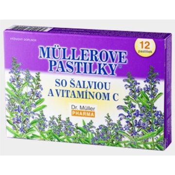 MÜLLEROVE PASTILKY SO ŠALVIOU A VIT. C (pri nachladení) 1x12 ks obrázok
