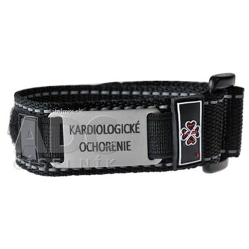 NÁRAMOK ZÁCHRANY KARDIOLOGICKÉ OCHORENIE na suchý zips s nerezovou známkou, čierny, dospelý 1x1 ks obrázok