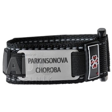 NÁRAMOK ZÁCHRANY PARKINSONOVA CHOROBA na suchý zips s nerezovou známkou, čierny, dospelý 1x1 ks obrázok