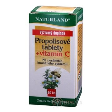 NATURLAND PROPOLISOVÉ TABLETY + VITAMÍN C tbl 1x60 ks obrázok