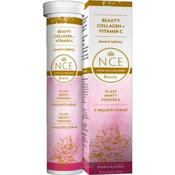NCE BEAUTY Kolagén + vitamín C šumivé tablety, príchuť broskyňa 1x20 ks obrázok