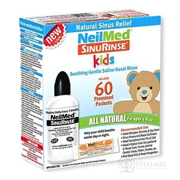 NeilMed SINUS RINSE Kids fľaška 120 ml + vrecúška (morská soľ) 60 ks, na hygienu nosa, 1x1 set obrázok