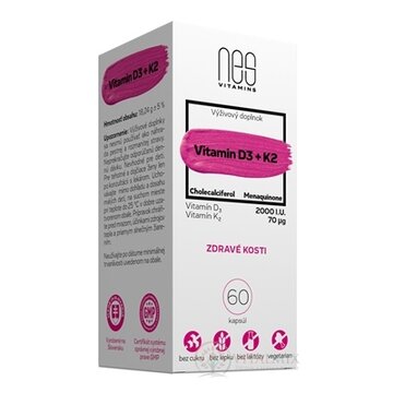 nesVITAMINS Vitamin D3 2000 I.U. + K2 70 μg cps 1x60 ks obrázok
