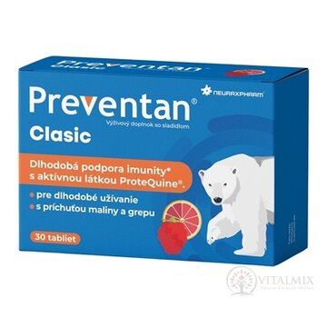 Neuraxpharm Preventan Clasic tbl príchuť malina a grep, 1x30 ks obrázok