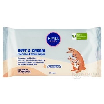 NIVEA BABY Čistiace obrúsky Soft & Cream 1x57 ks obrázok