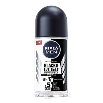 NIVEA MEN Anti-perspirant BLACK & WHITE Original guľôčkový, Invisible, 48H, 5xAnti 1x50 ml obrázok