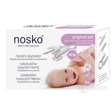 nosko Odsávačka nosových hlienov - Original set pripojiteľná k vysávaču (1 mäkká hlavica, 1 hlavica originál, čistiaca kefka) 1x1 set obrázok