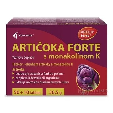 Noventis ARTIČOKA FORTE s monakolínom K tbl 50+10 (60 ks) obrázok