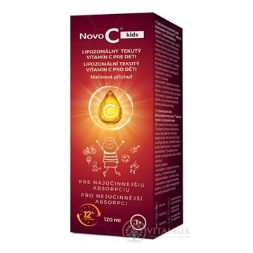 Novo C kids LIPOZOMÁLNY TEKUTÝ VITAMÍN C PRE DETI sirup, malinová príchuť, 1x120 ml obrázok