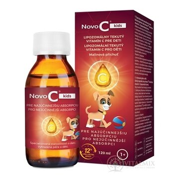 NOVO C kids LIPOZOMÁLNY TEKUTÝ VITAMÍN C PRE DETI sirup, malinová príchuť (inov. 2025) 1x120 ml obrázok