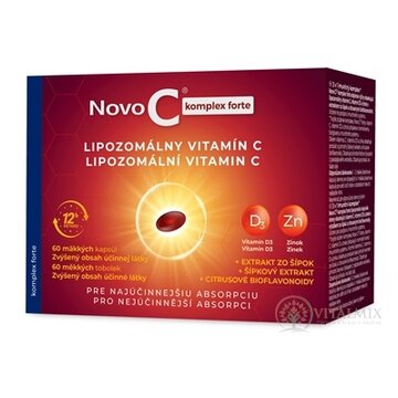 Novo C komplex forte LIPOZOMÁLNY VITAMÍN C mäkké cps, s vitamínom D3, zinkom, extraktom zo šípok a citrusovými bioflavonoidmi, 1x60 ks obrázok