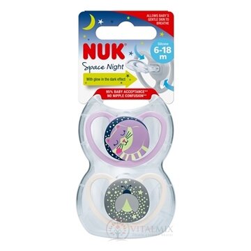 NUK Cumlík Space NIGHT 6-18m BOX silikónový, 1x2 ks obrázok