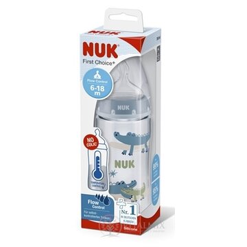 NUK FC+ FĽAŠA s kontrolou teploty 300 ml, silikónový cumlík flow control (6-18 mesiacov) 1x1 ks obrázok