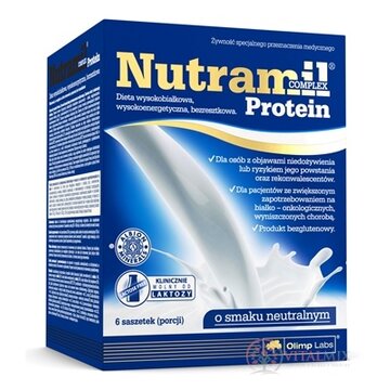 NUTRAMIL COMPLEX Protein Neutral bielkovinová výživa, vrecúška 6x70 g (420 g) obrázok