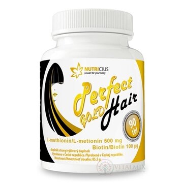 NUTRICIUS Perfect HAIR gold tbl (L - metionín 500 mg + biotín 100 μg) 1x90 ks obrázok