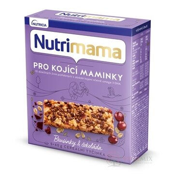 Nutrimama CEREÁLNE TYČINKY Brusnice a čokoláda (pre dojčiace matky)(inov.2021) 5x40 g (200 g) obrázok